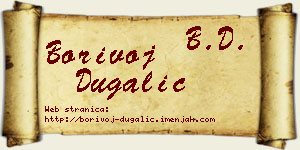 Borivoj Dugalić vizit kartica